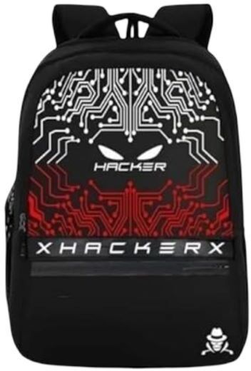 bharatcraftone Hacker Black Laptop Backpack with Red & White Circuit Design Diving Tank Backpack-picture-15