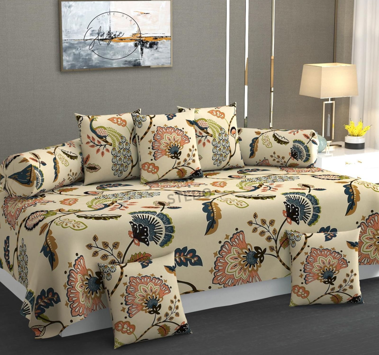 Cotton Floral Diwan Set-image-19