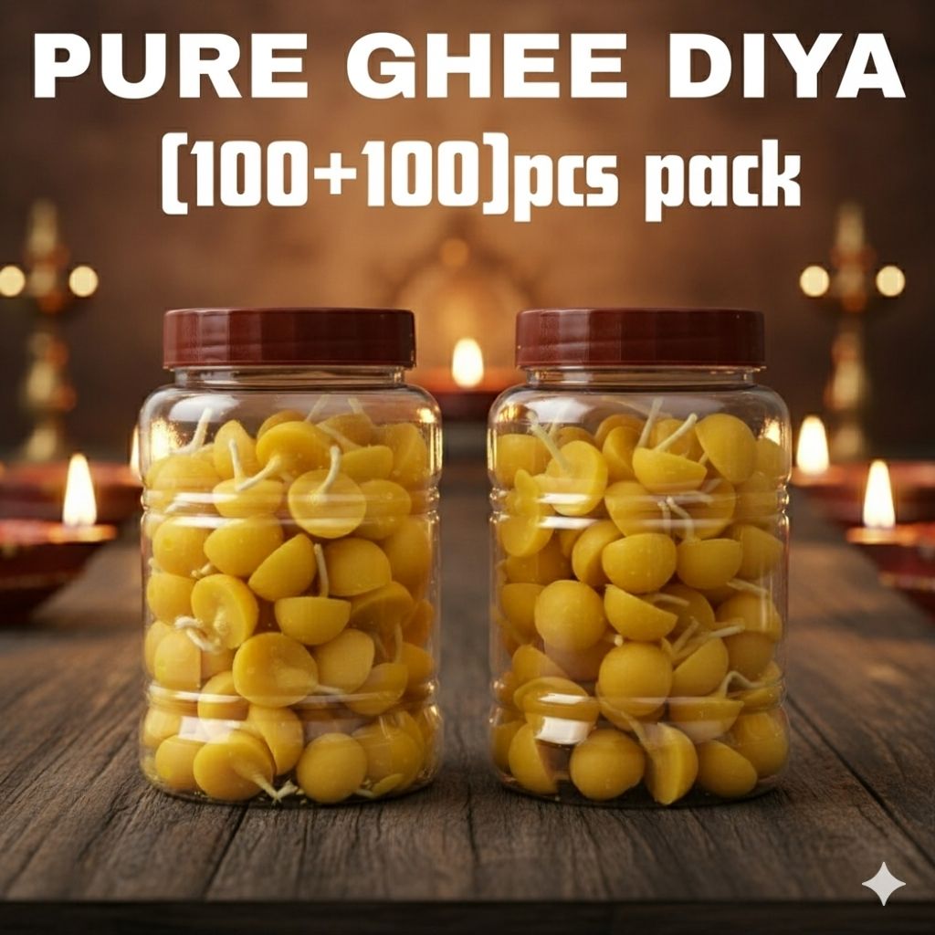 Pure Cow 200 pcs Ghee Cotton Wicks, for Pooja & Festivals, Cotton (Pack of 200) Table Diya Set-image-30