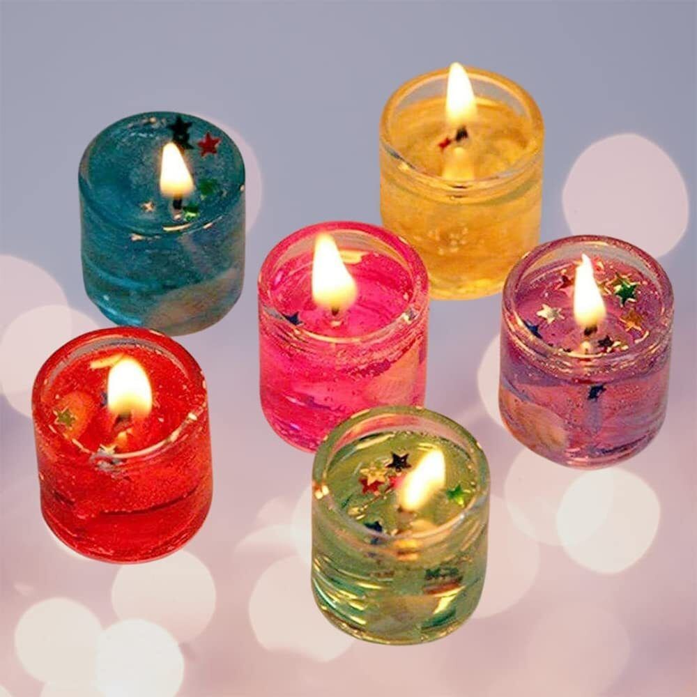 mahsha global Gel Wax Jar Candles|Multicolor Decorative Glass Candles with Glitter for Diwali Candle-picture-18