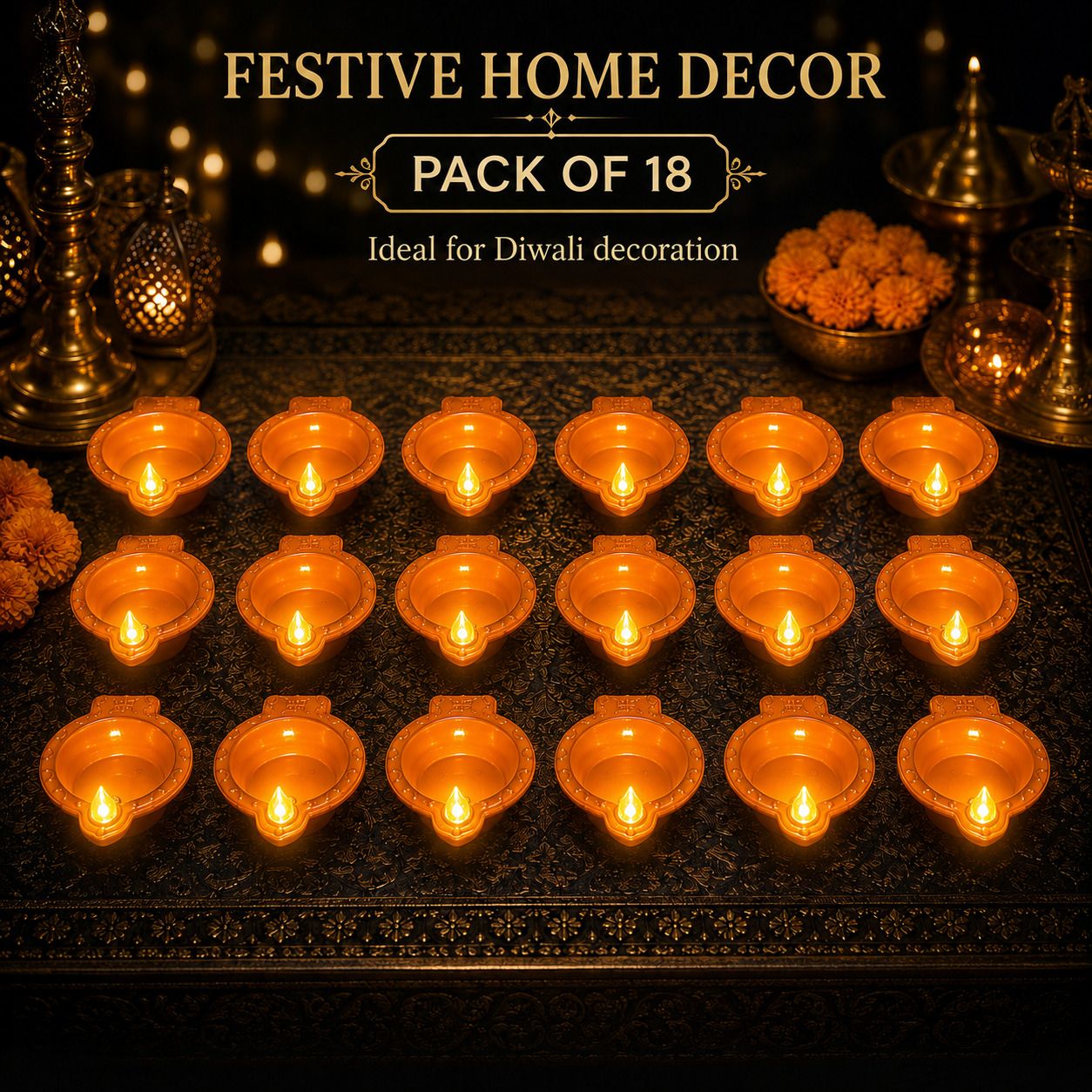 sparkworld Water Activated LED Diya Pack of 18 Plastic (Pack of 18) Table Diya Set-picture-27