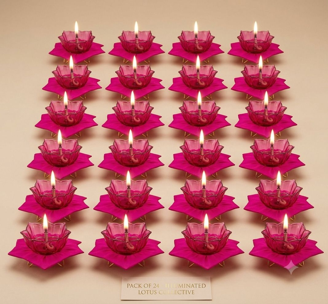 Flower Shaped Home Decoration Diwali Plastic Diya Plastic (Pack of 24) Table Diya Set-image-28