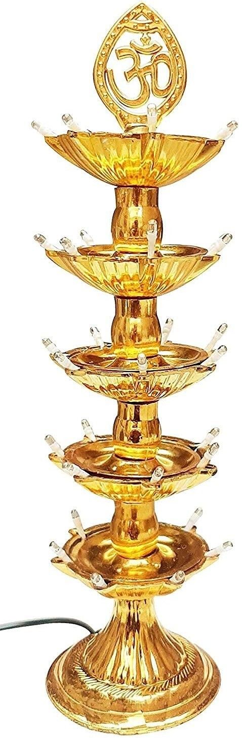 vonc 5 Layer Electric Gold LED Plastic Diya For Temple (Pack of 1) (Height: 14 inch) Plastic Table Diya-picture-22