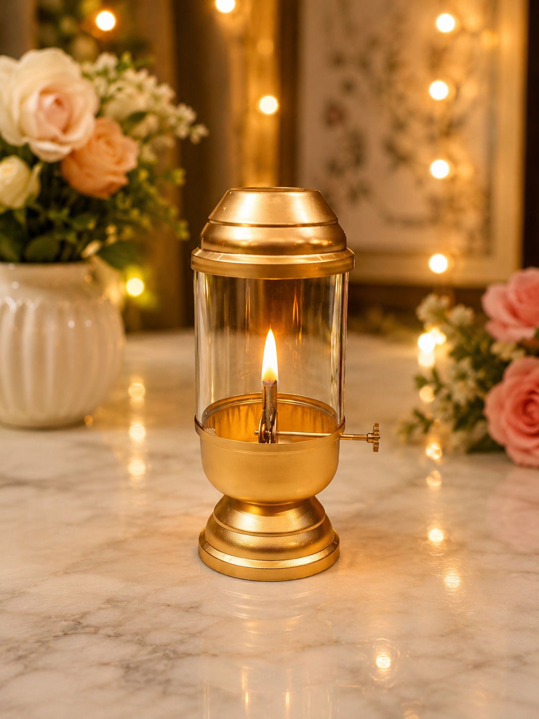 mfcrafts Iron Akhand Lamp 0.6 Iron, Borosilicate Glass Table Diya-picture-24