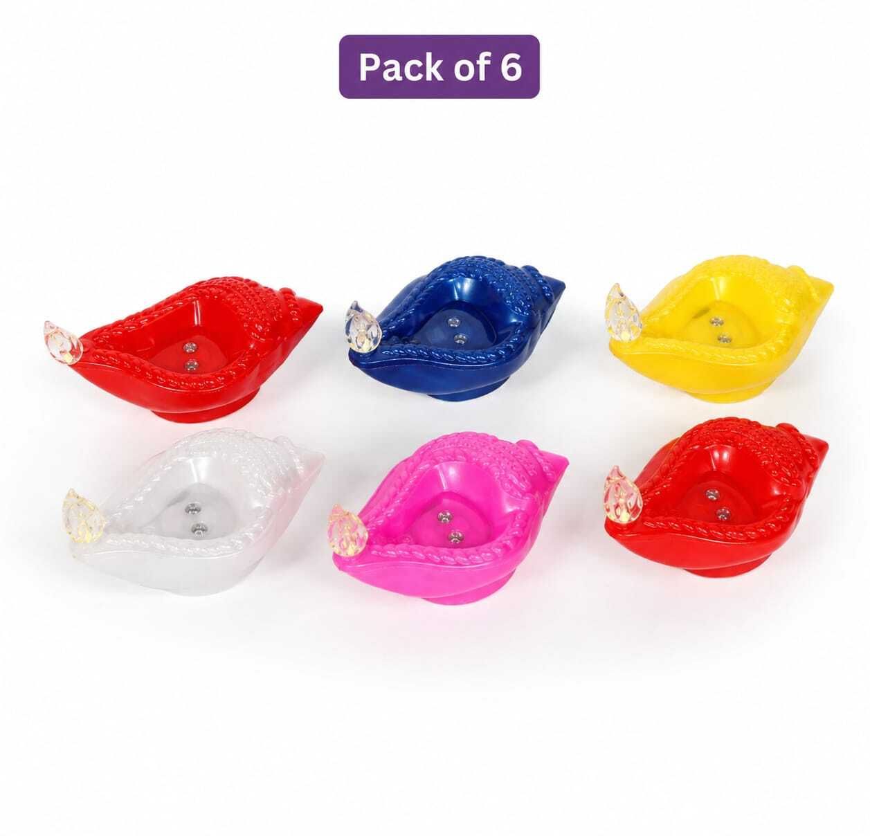 abc SHANKH WATER SENSOR DIYA Plastic (Pack of 6) Table Diya-picture-23