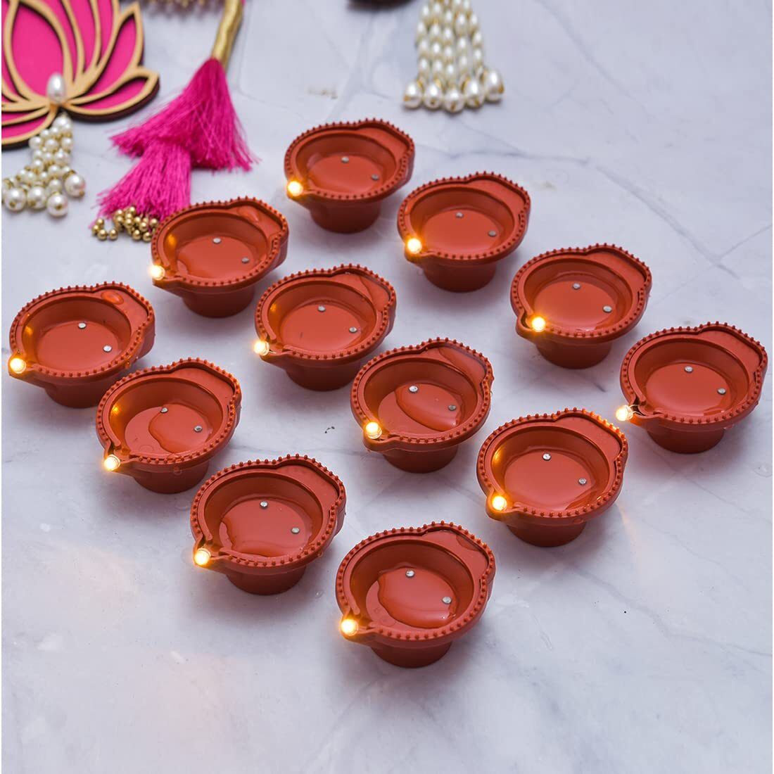 Water Sensor Led Diyas, Artificial Flameless Pani Wale Diye Candle Diya Candle