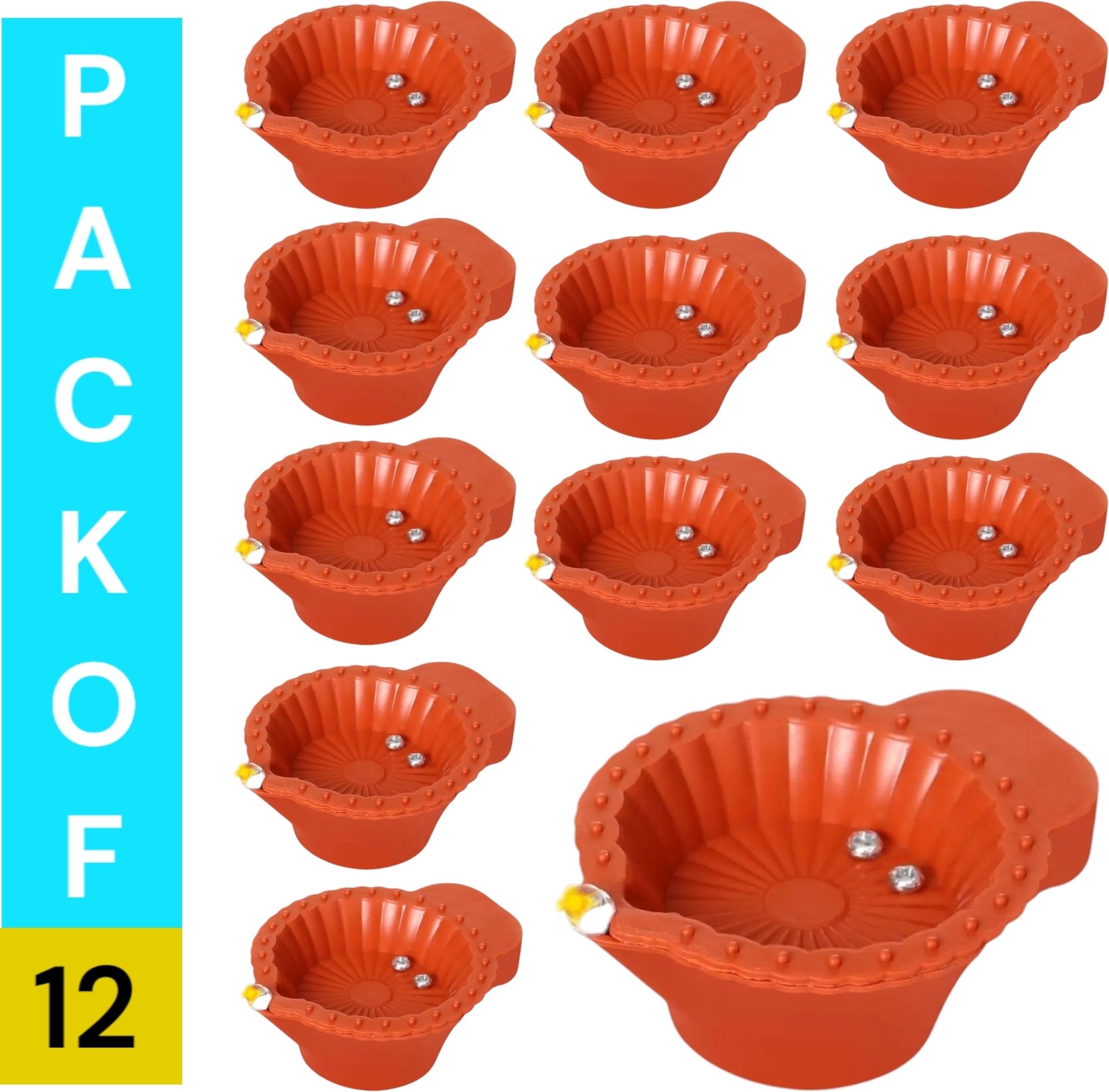 Water Sensor Reusable Led Diyas for Home Decor,Festivals Decoration Diwali Light Plastic (Pack of 12) Table Diya-image-37