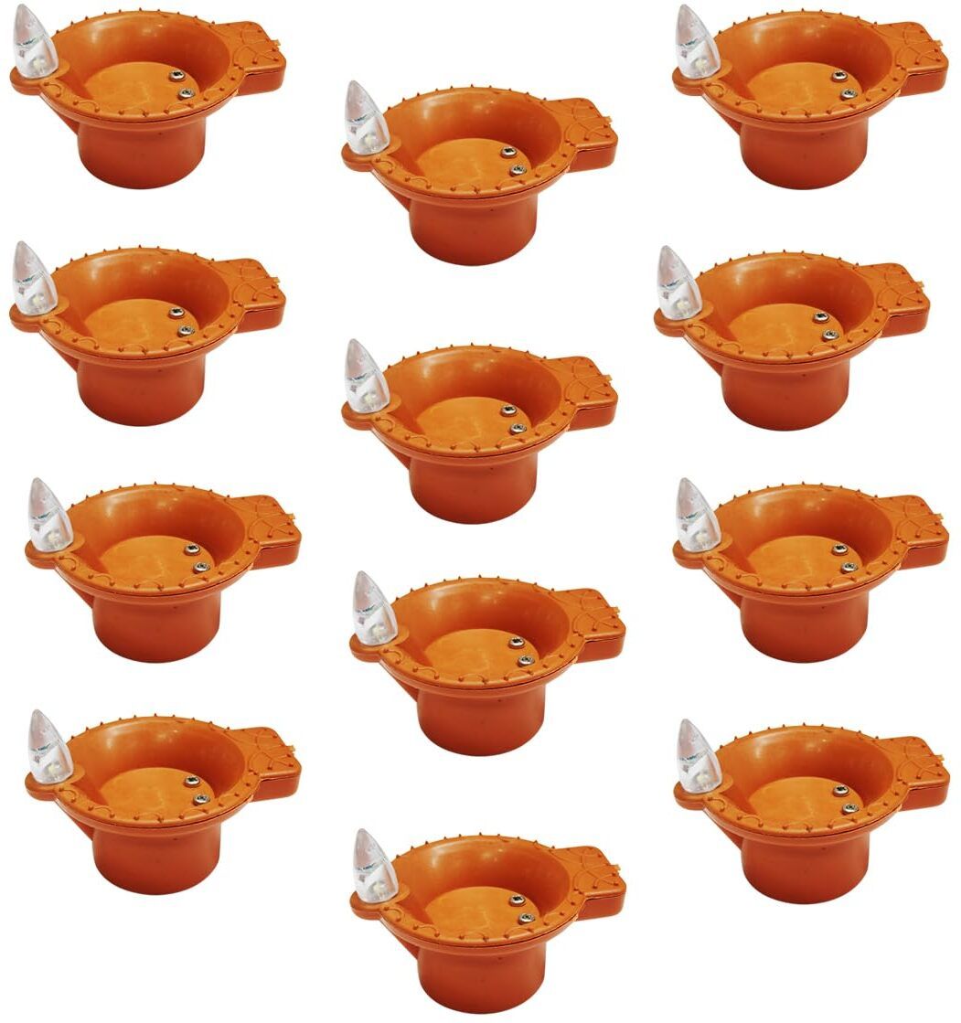 Water Sensor LED Diya 12Pcs Flameless & Smokeless LED Tealight Diwali Home Decor Plastic (Pack of 12) Table Diya Set-image-31