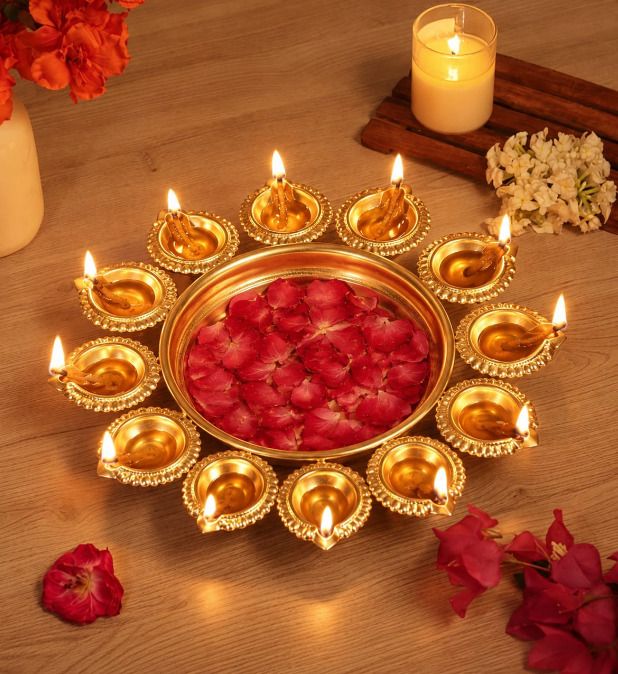 Floating Flower Bowl for home decoration | Diwali decorations Iron Table Diya-image-25