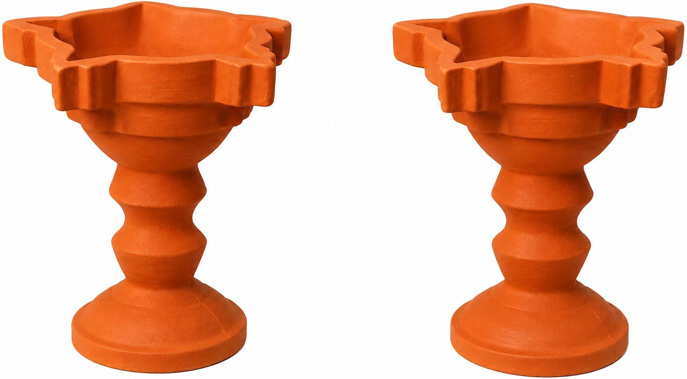 Earthenware, Terracotta (Pack of 2) Table Diya Set-image-3