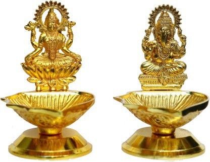 Laxmi Ganesh Diya Brass (Pack of 2) Table Diya Set-image-35