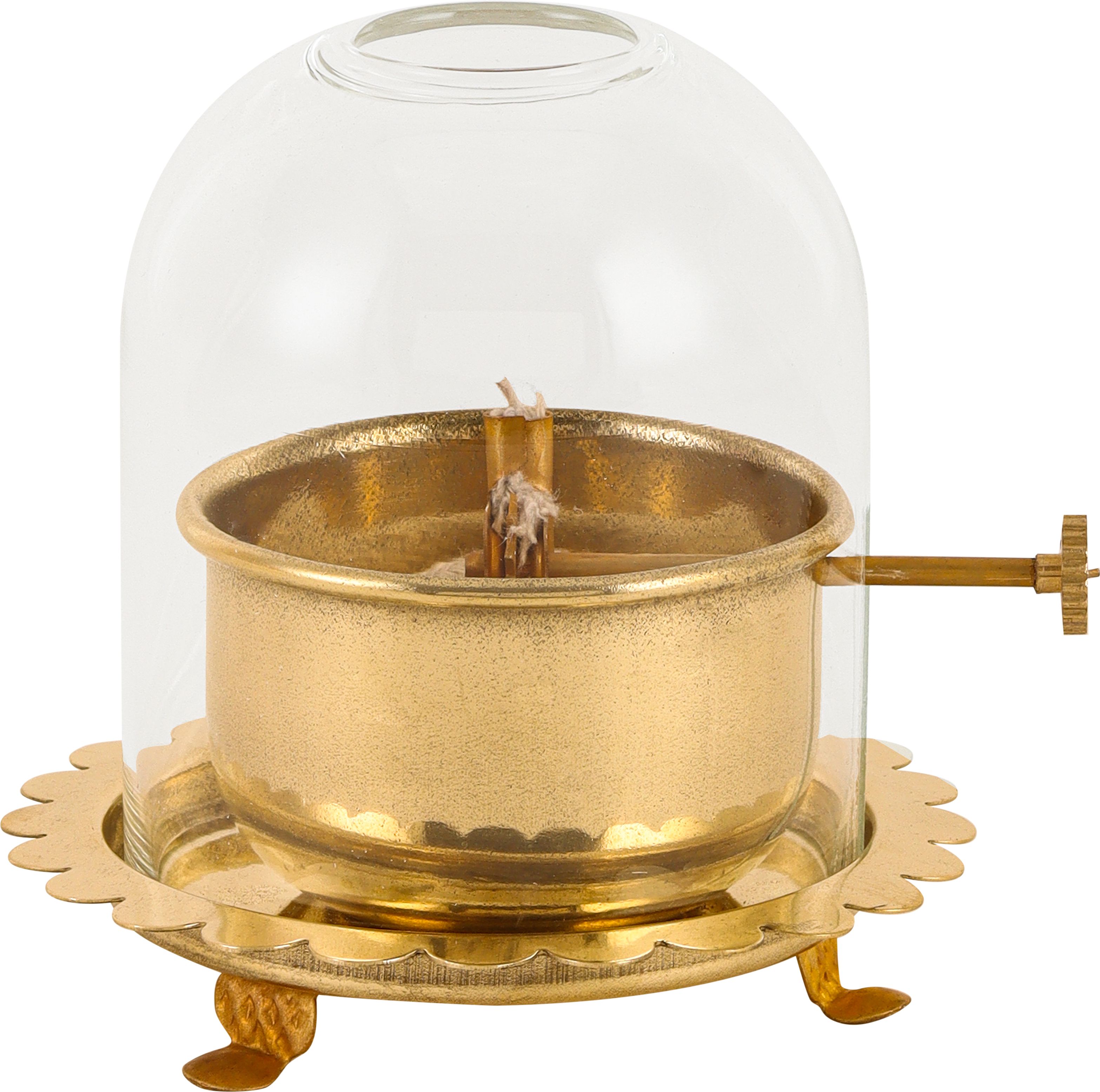 4 INCH BRASS AKHAND JYOT DIYA |125 ml OIL CAPACITY Brass, Borosilicate Glass Table Diya-image-17