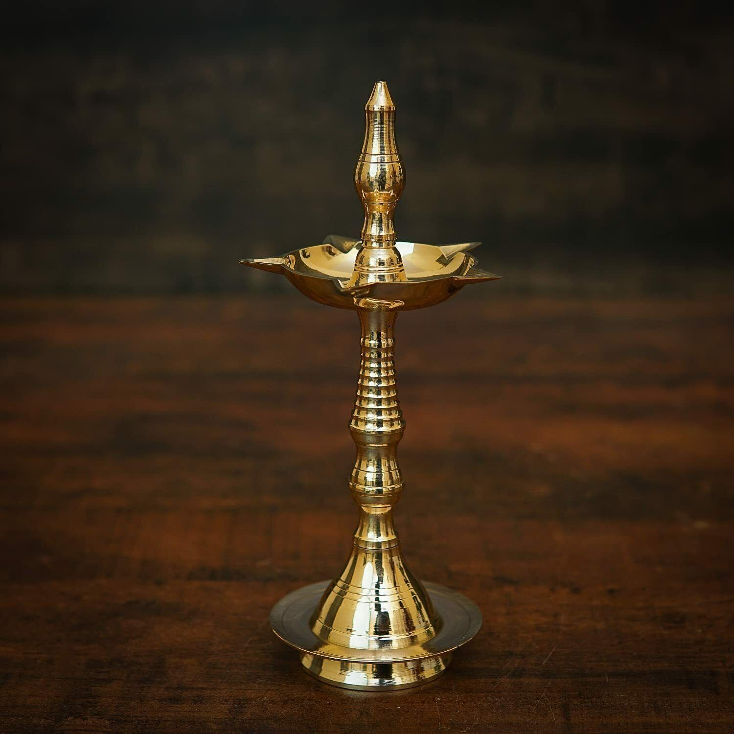 Kerala Brass Diya for Puja and Diwali Diya Stand Brass Table Diya-image-20