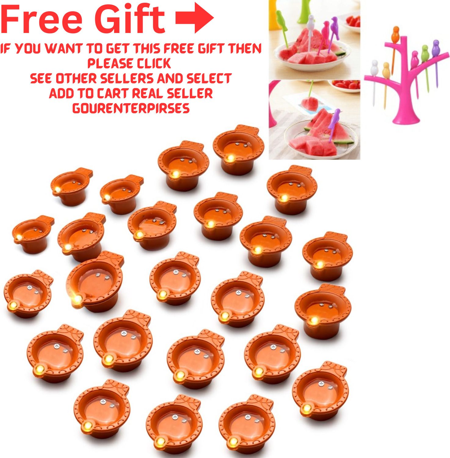 zuru bunch Diwali light battery Operated Traditional Diya Smokeless Water Sensor Led Diyas Plastic (Pack of 30) Table Diya Set-picture-35