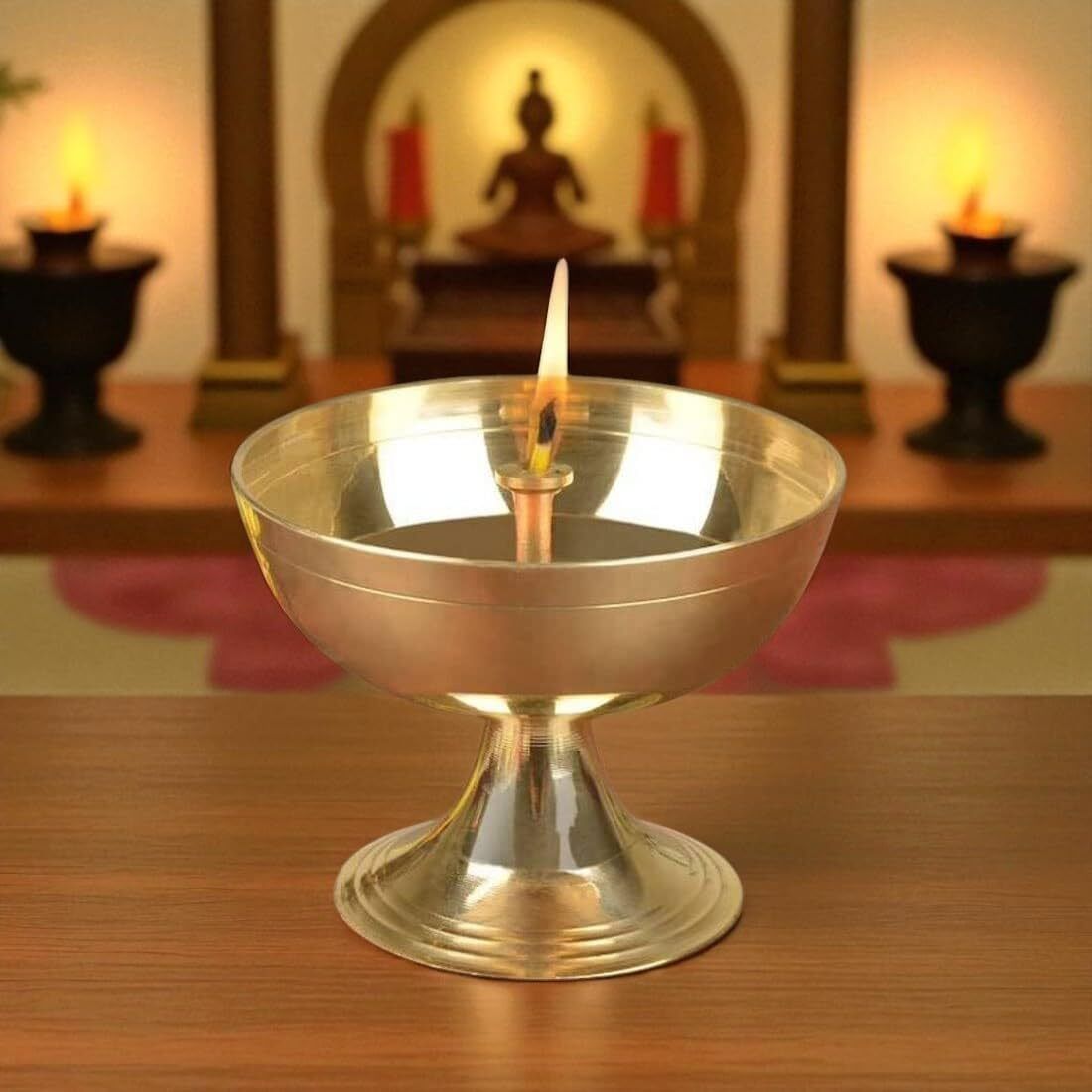 Heavy Brass Diya Paro Pyali Akhand Jyot Deepam Lamp for Mandir, Diwali Brass Table Diya