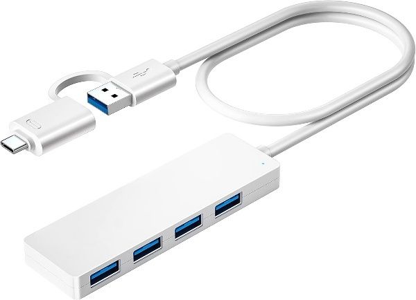 Sancy USB-C to USB 3.0 Hub, 4-Port 2 in 1 Splitter with 2ft Extended Cable, Ultra Slim Adapter Laptop, MacBook, iMac, Surface, PS5