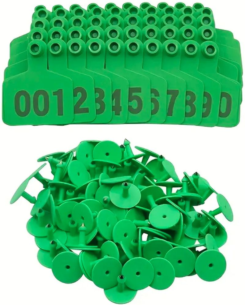 safure Livestock Ear Tags for Pig – Durable Numbered ID Tags for Herd Management, Embossed Green Dog Tag-picture-29