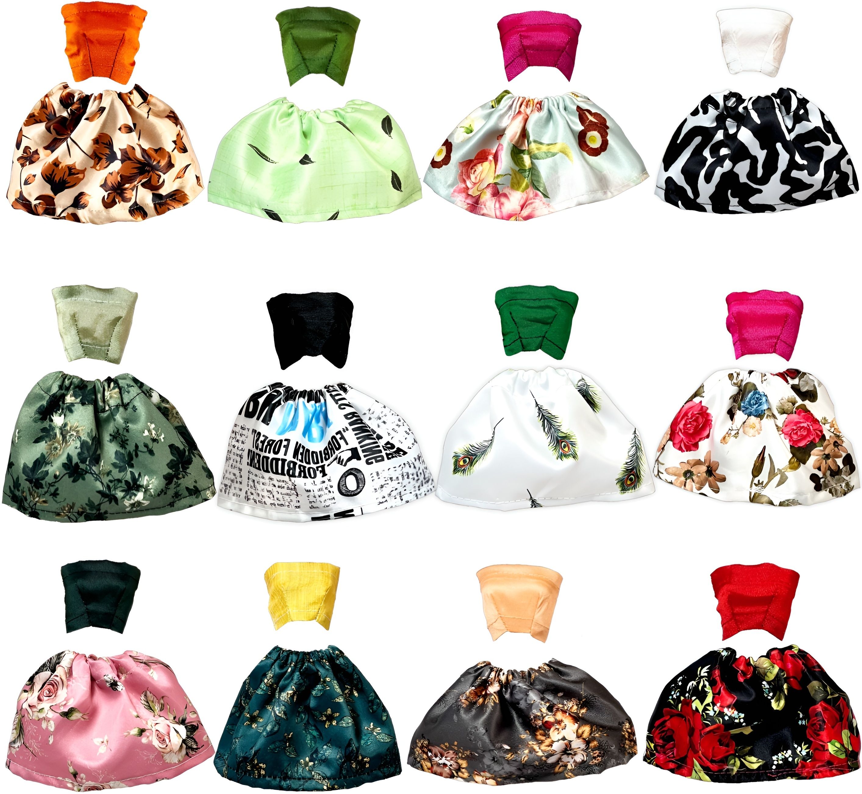 12 Pcs Doll Skirt Top Set for 28-30cm Dolls, Colorful Fashion Clothes Collection