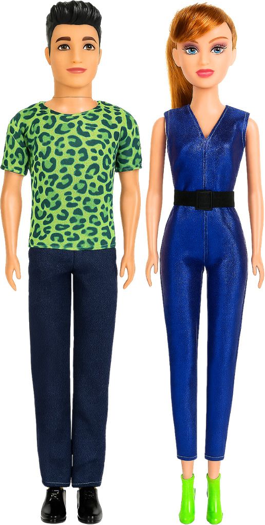 Kids Fashion Doll Couple Set with Male and Female Dolls (Green & Blue)