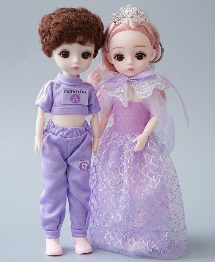 Premium Couple Doll Set for Girls - Movable Hands & Stylish Outfits-image-2