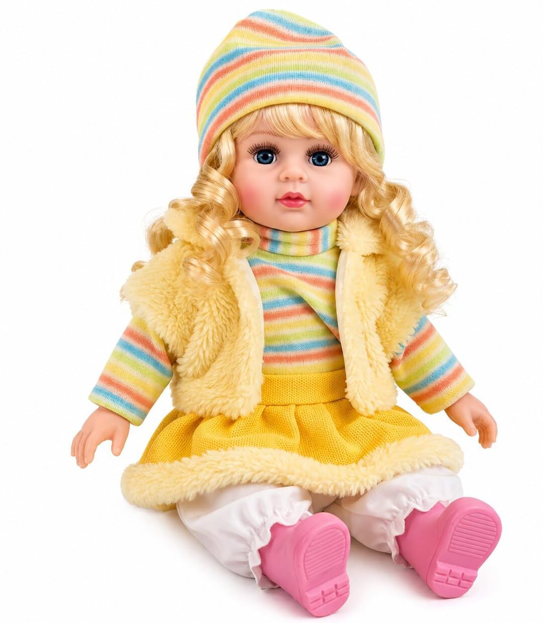 Musical Singing Baby Doll with Soft Plush Fabric and Interactive Tummy Button-image-27