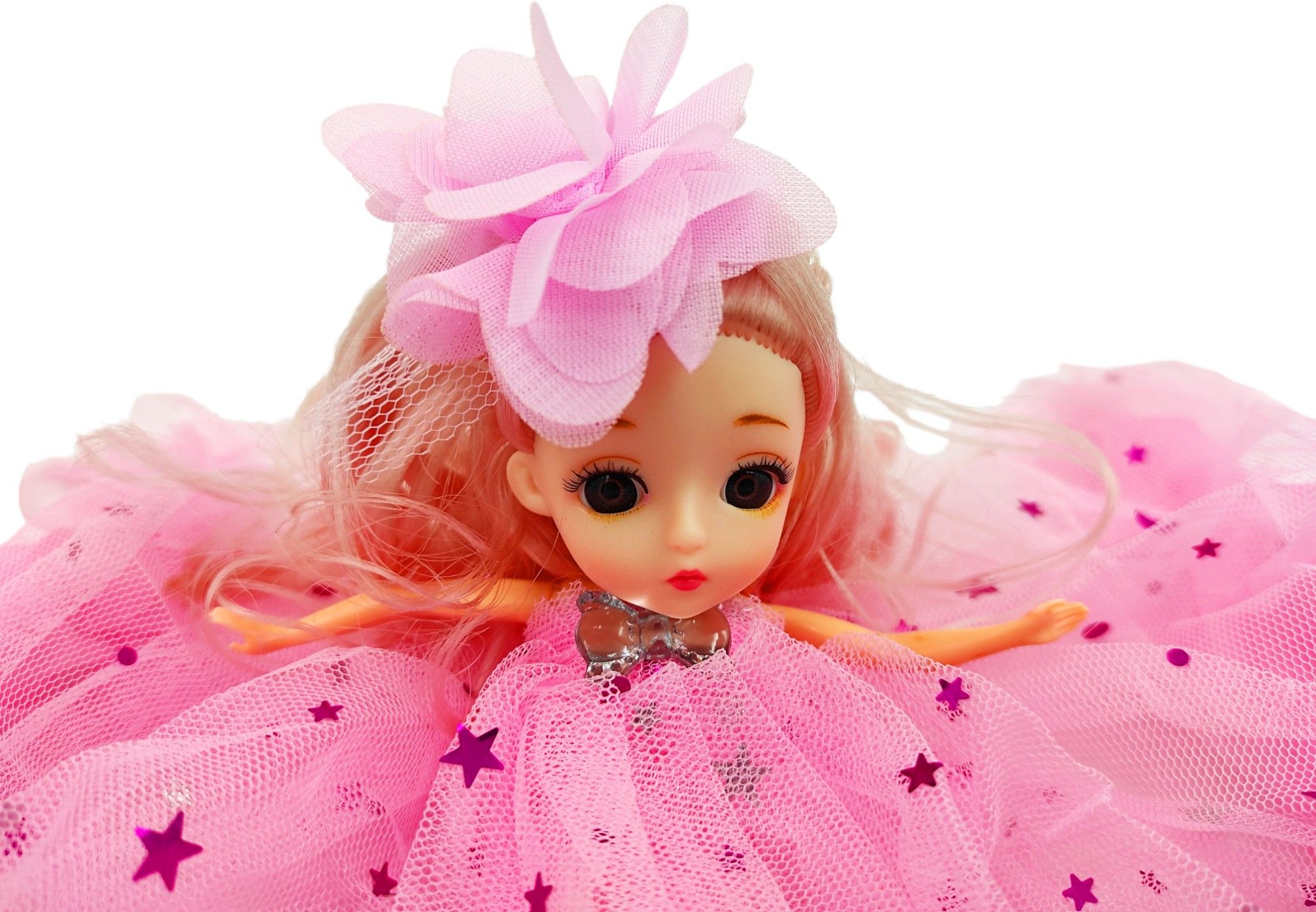 poksi Beautiful Doll with Blonde hairs, movable body and attached Keyring for Girls|-picture-45
