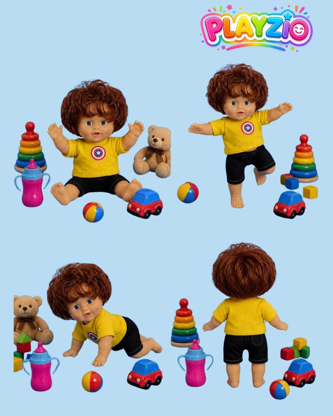 Curly Hair Baby Doll in Yellow Costume | Cute Pretend Play Toy for Kids-image-17