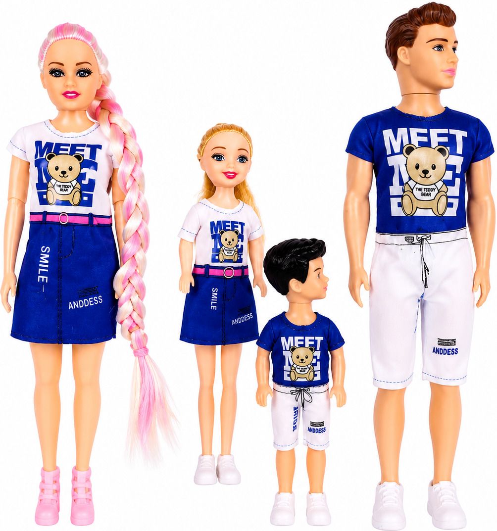 nihank Family Doll Set 4 Pieces Mom Dad Daughter Son Plastic Dolls Toy for Kids-picture-14