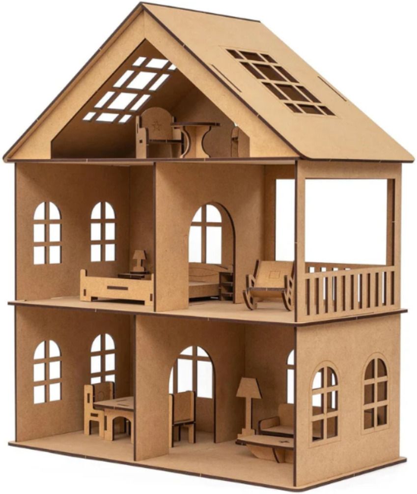 Wooden DIY Dollhouse Kit with Furniture & Watercolour Creative Gift for Kids 5+-image-33