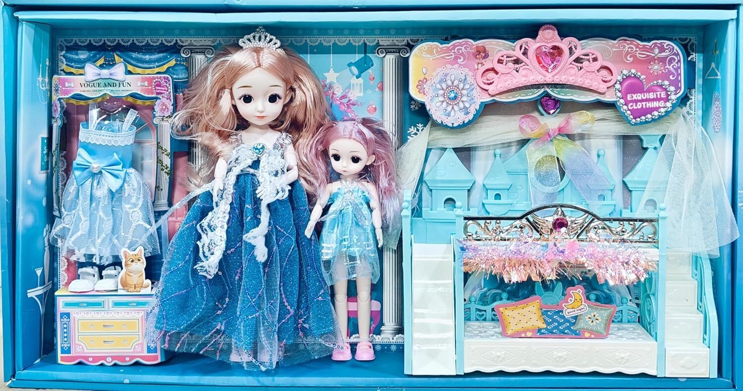 2 Fashionable Dolls with Accessories play set| Ideal for Indoor Play