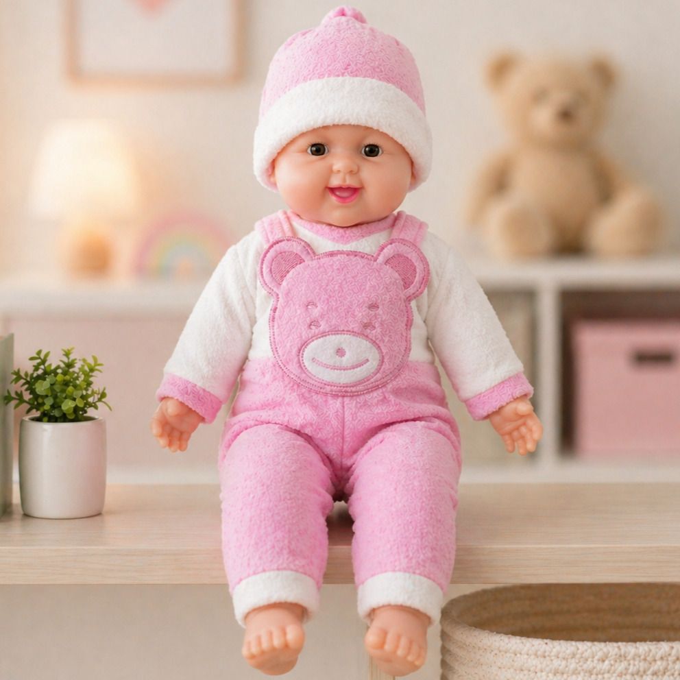 Pink Teddy Baby Doll with Removable Cap for Girls & Boys Ages 3+-image-18