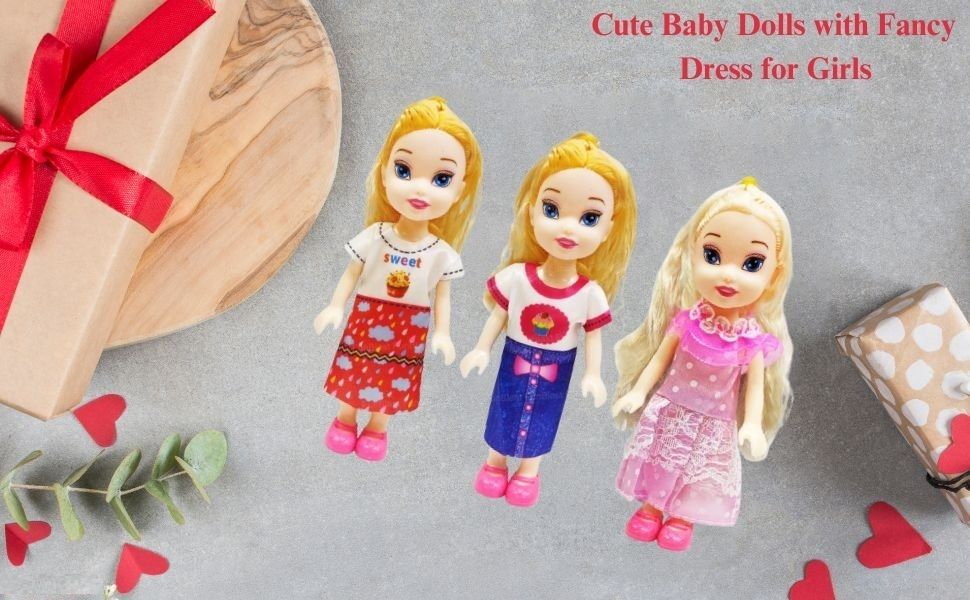 khyali Realistic Three Sister Dolls with Fancy Dress & Movable Body Parts for Kids|116-picture-33