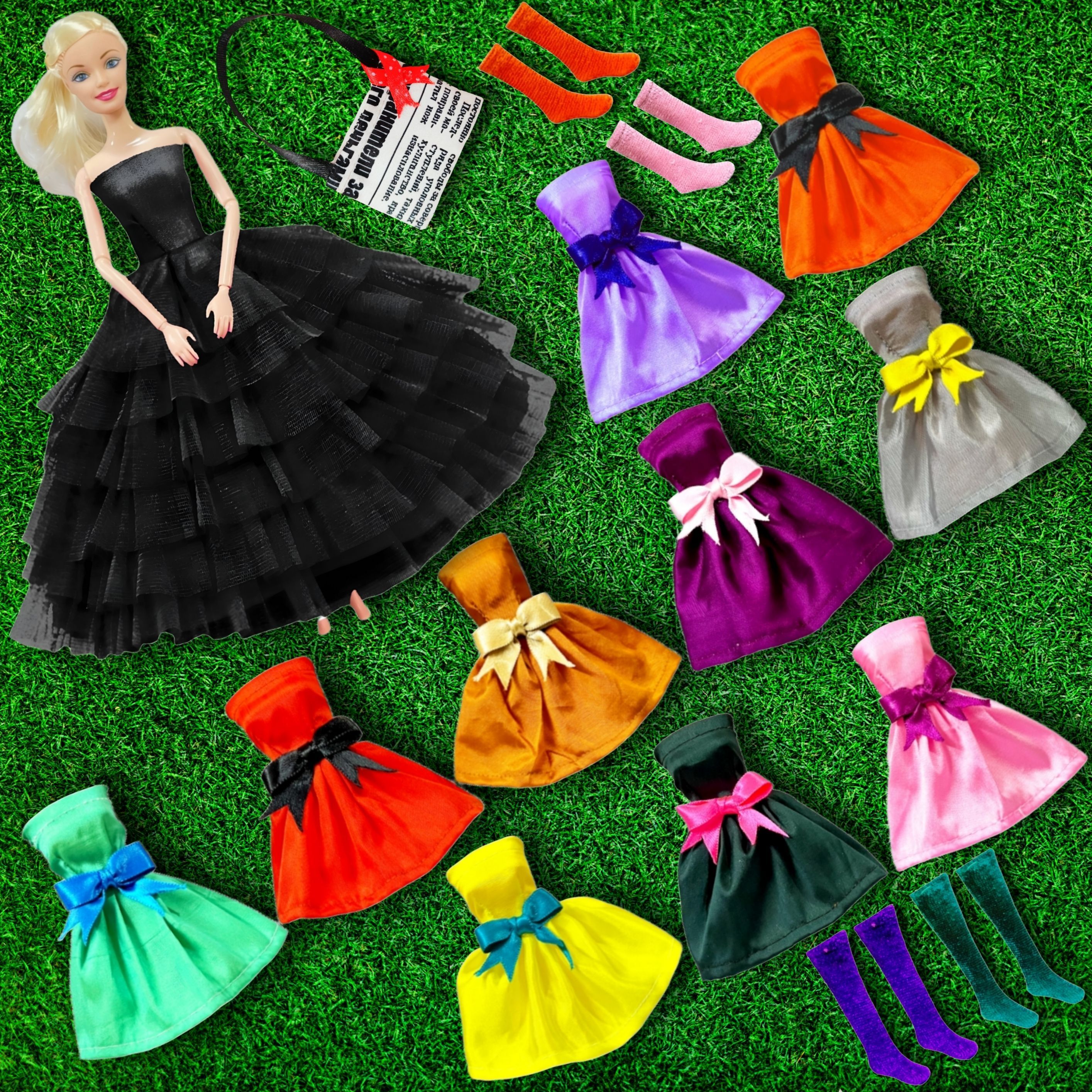 Full Foldable Doll with Frock, 10 Doll Dresses, 4 Pair Doll Socks and 1 Bag-image-20