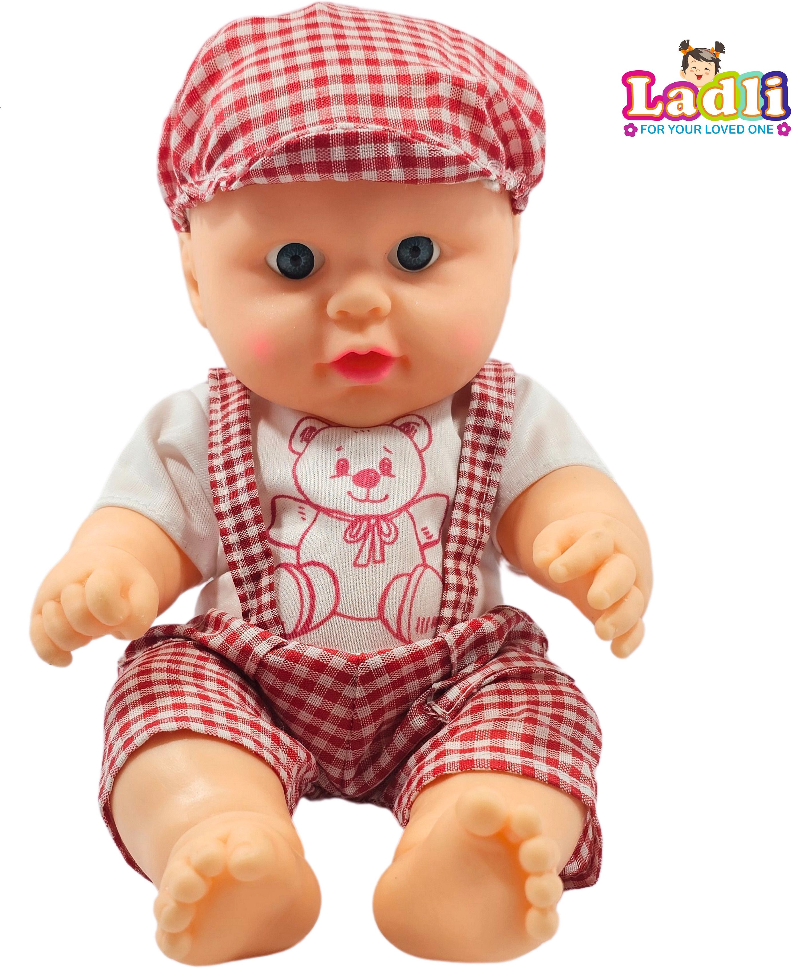 Golu Baba Cute Soft Baby Toy for Kids in Red Check Dress Born baby