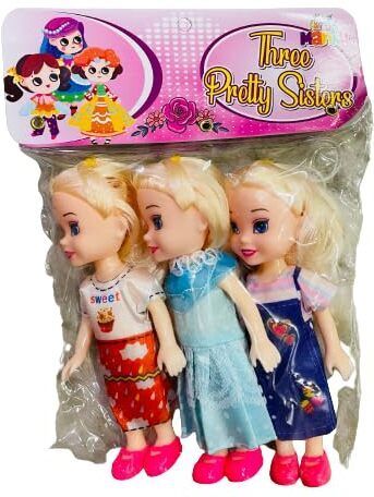 khyali Realistic Three Sister Dolls with Fancy Dress & Movable Body Parts for Kids|101-picture-29