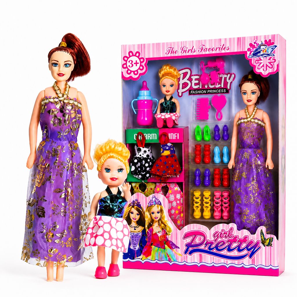 Princess Fashion Doll Set with Baby Doll, Clothes, Shoes, Comb & Accessories-image-36