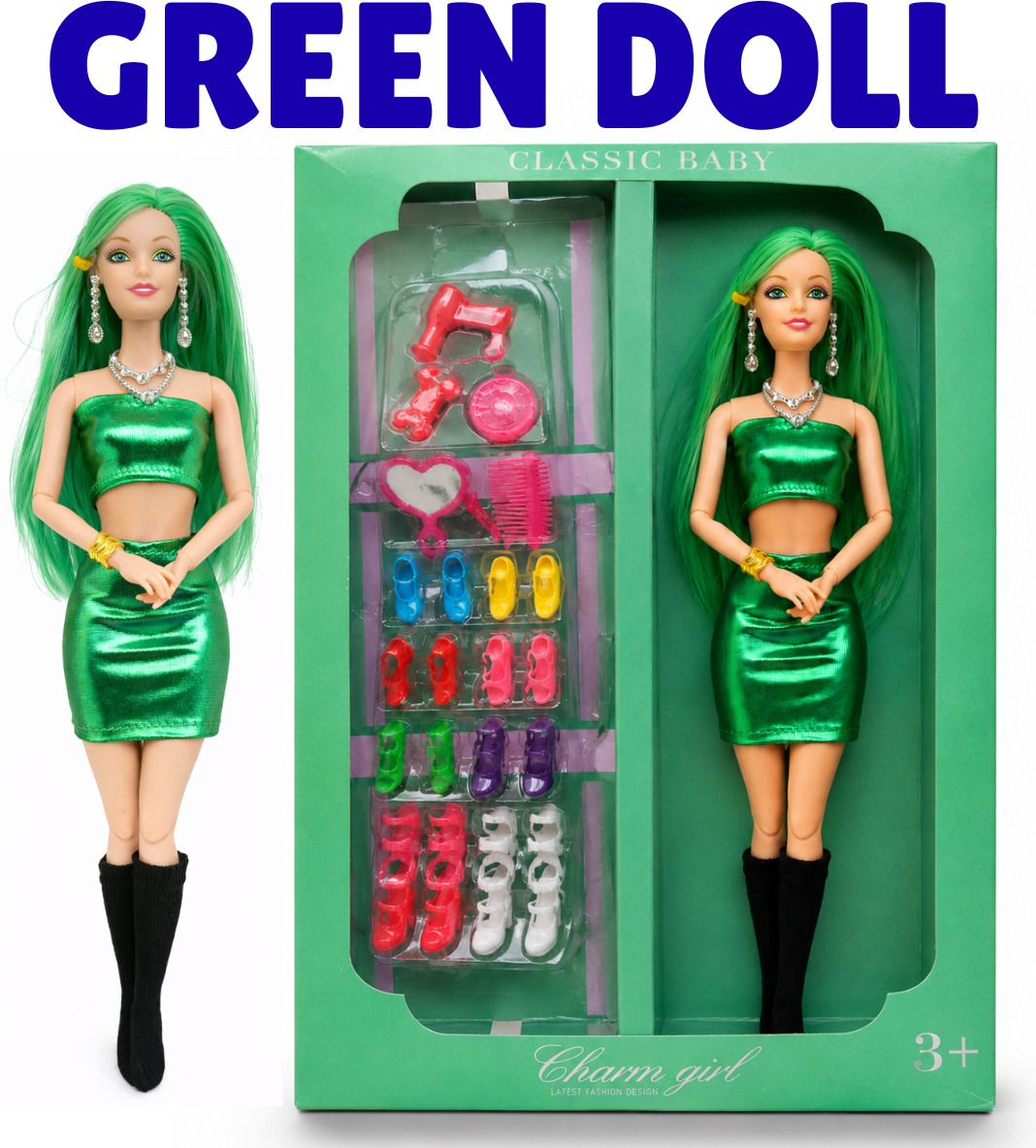 ctc creation Green Designer Baby Doll Set with Stylish Accessories-picture-25