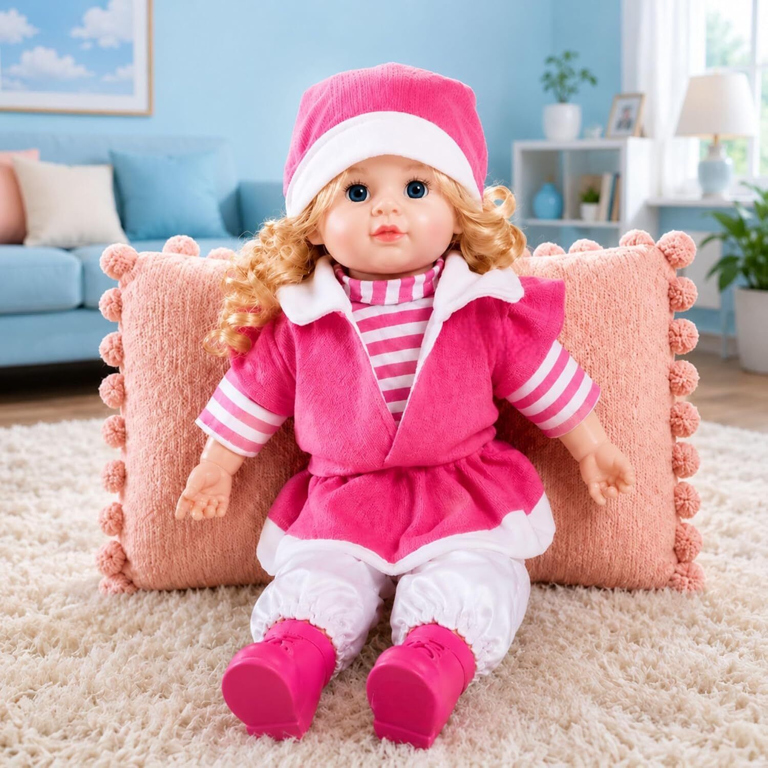 daisyflower Musical Poem Girl Doll 45 cm with Talking Sound & Tummy Press Battery Operated-picture-10
