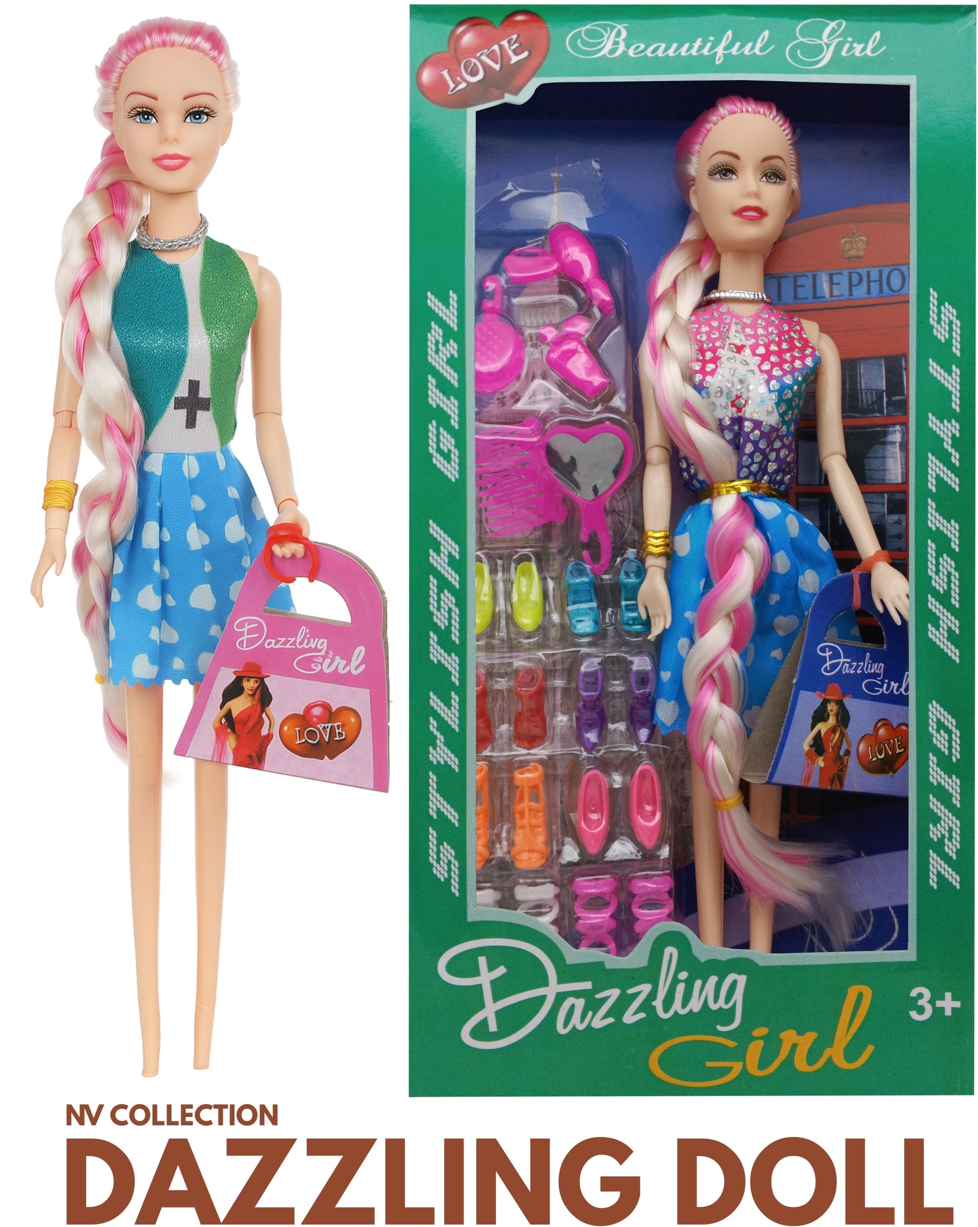 Trendy doll for kids with detailed braids and modern handbag-image-13
