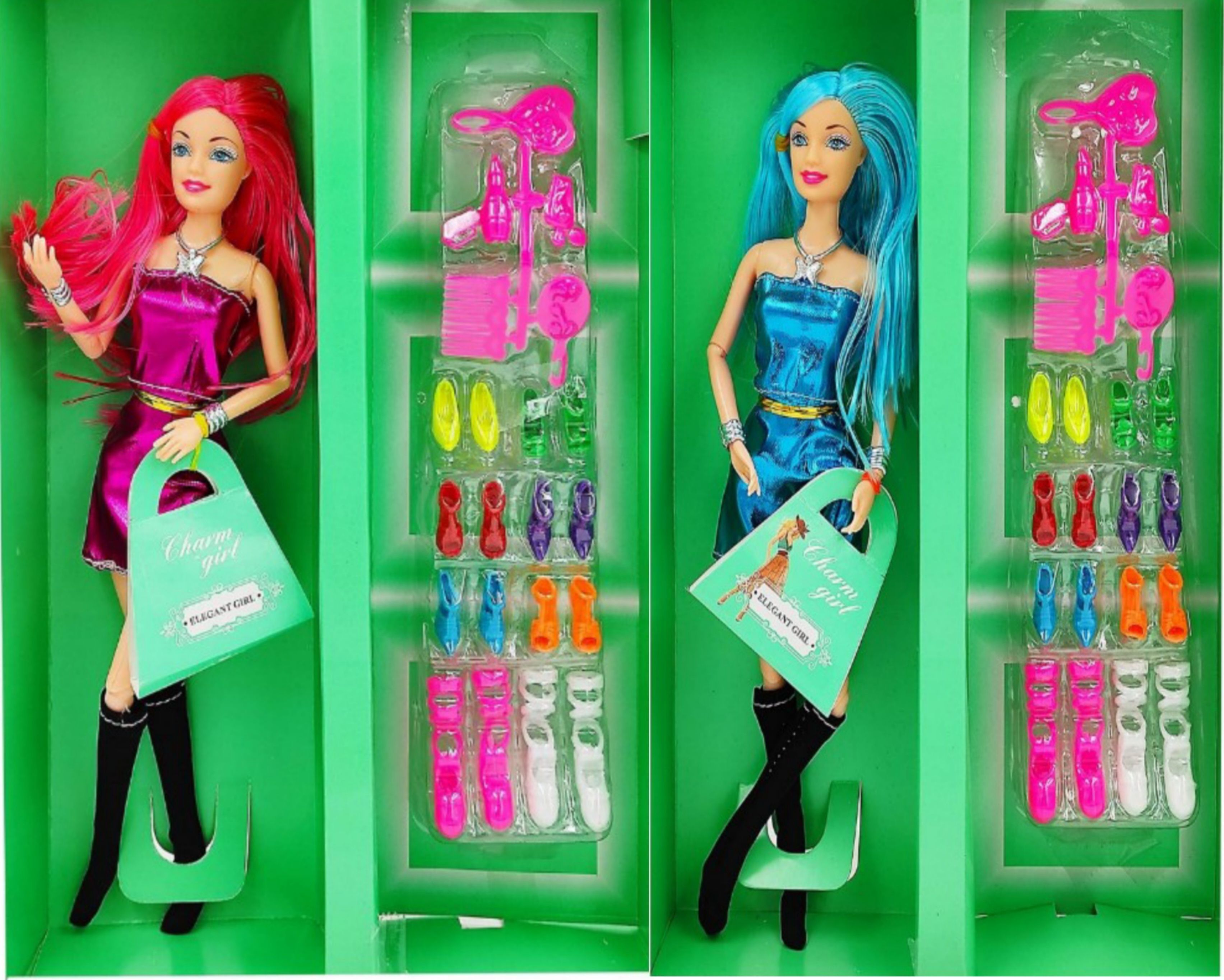 GREEN elegant Fashion doll looking good set dol set Fashon doll set packet of 2-image-10