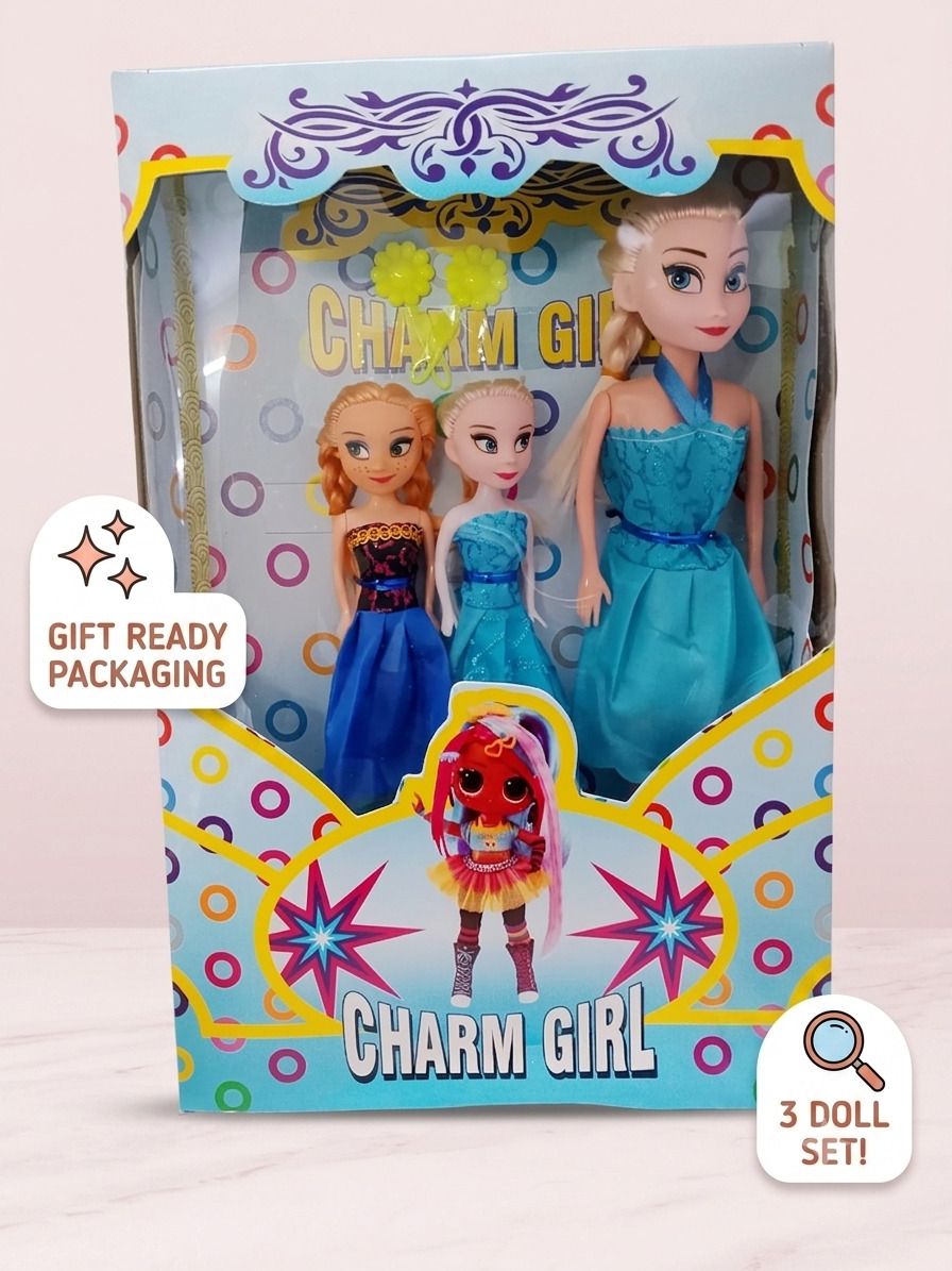 vijlet Charm Girl Princess Doll Set for Kids (Pack of 3)-picture-1