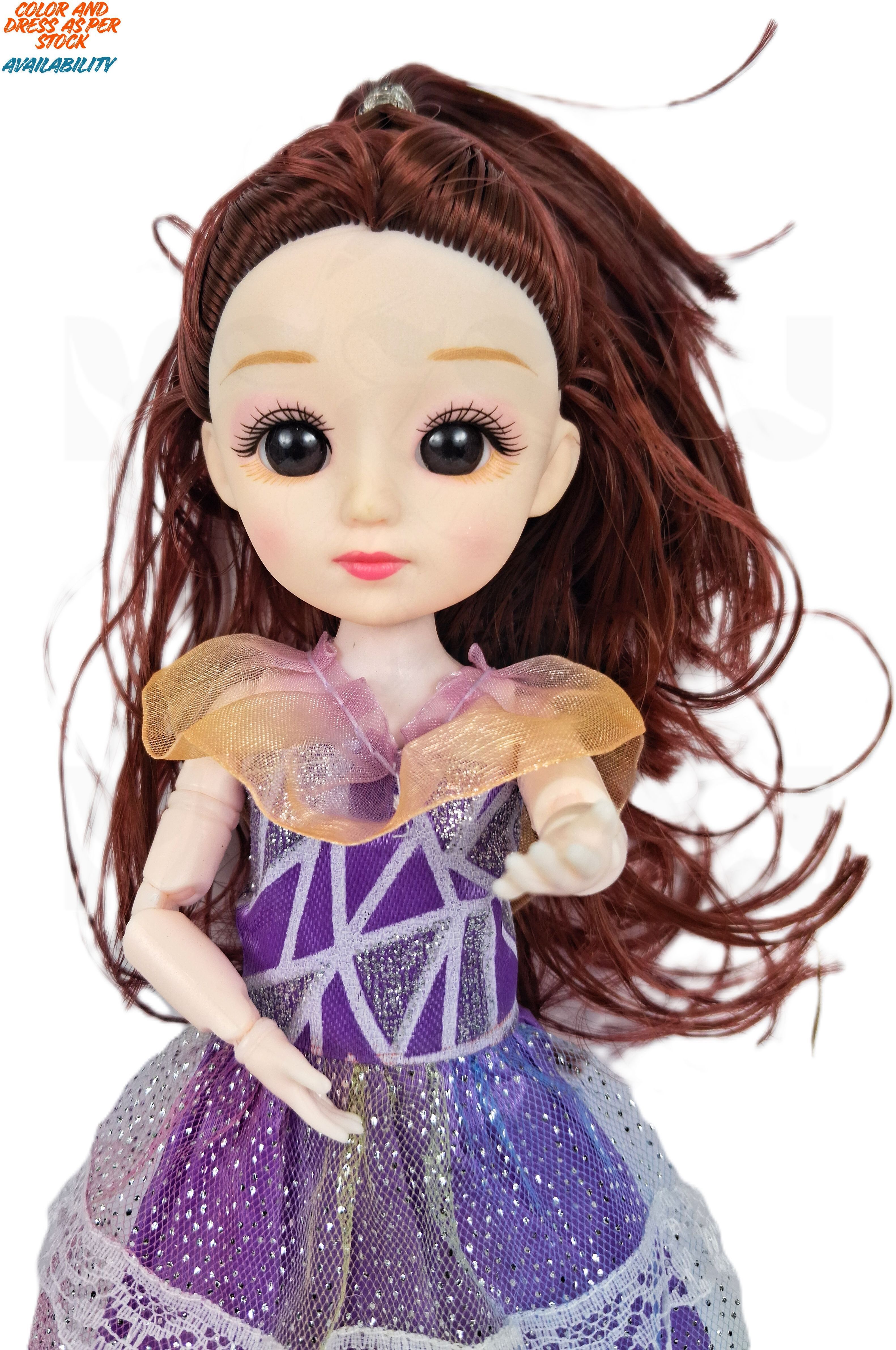 meesaj Mahi Girls Cute Princess Doll in Purple Dress – Movable Toy for Kids 3+-picture-31