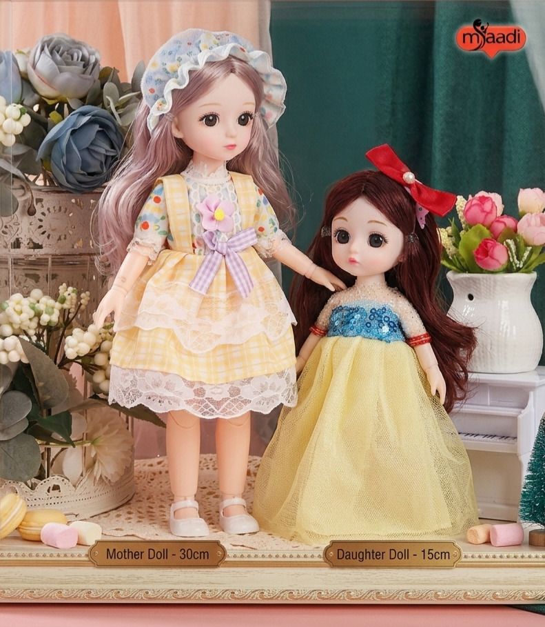 Mother Daughter Doll Set: 30cm & 15cm Fashion Dolls with Movable Joints-image-49