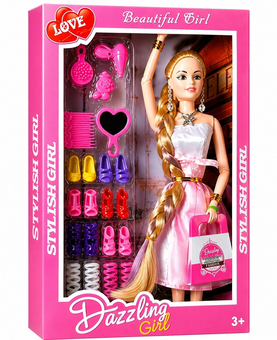 agt Stylish Doll with Shoes, Hair Tools & Handbag | Kids Toy Gift for Girls-picture-37