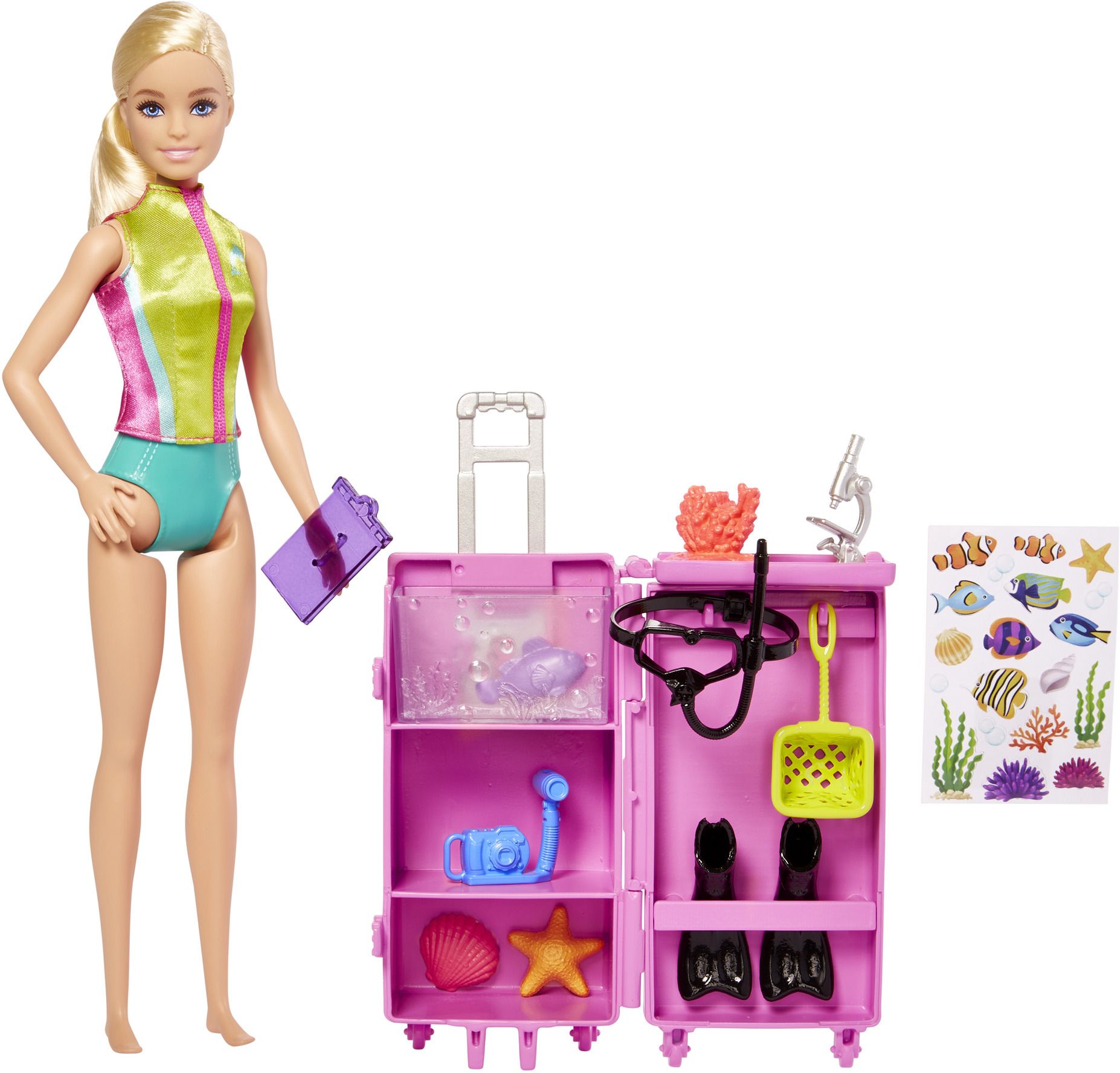 barbie Marine Biologist Doll and Accessories, Mobile Lab Playset with 10+ Pieces-picture-5