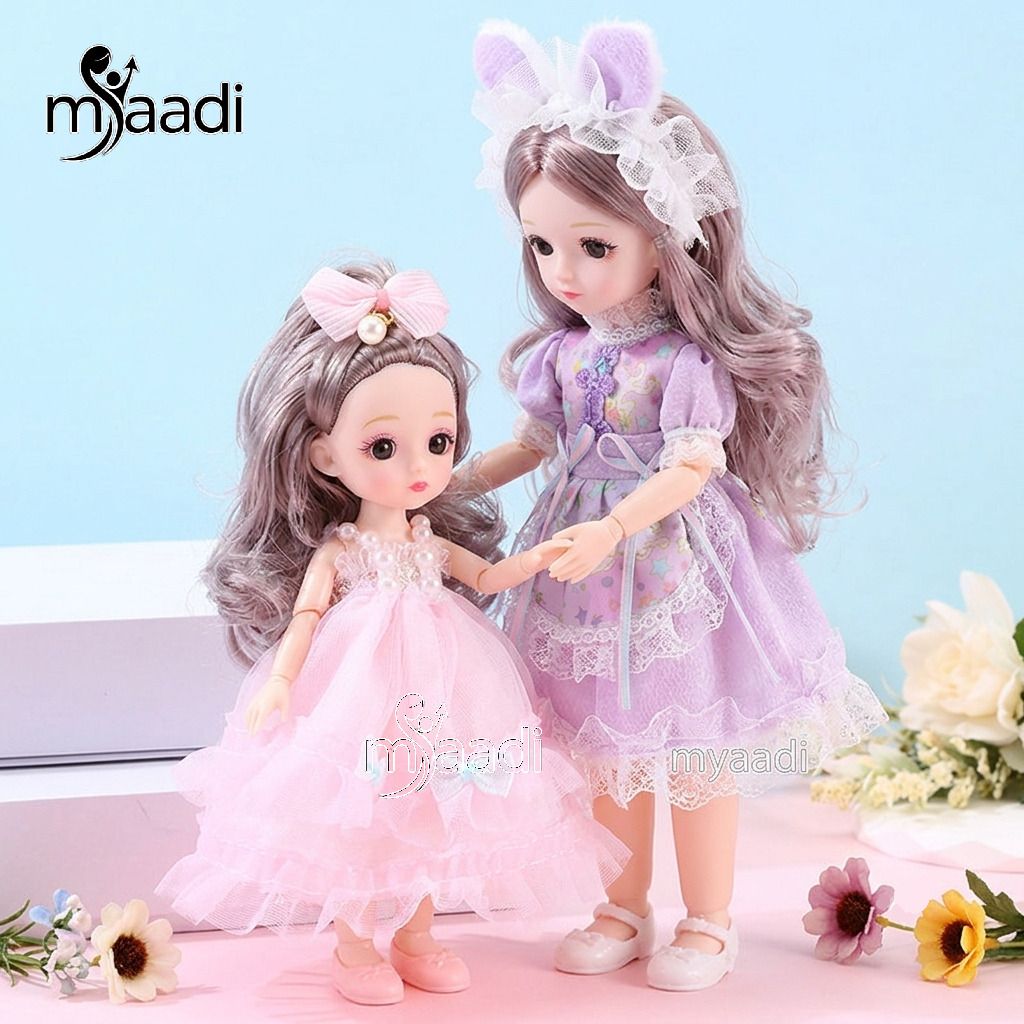 Mother Daughter Doll Set - 30 cm & 15 cm Cute Doll Combo for Kids-image-33