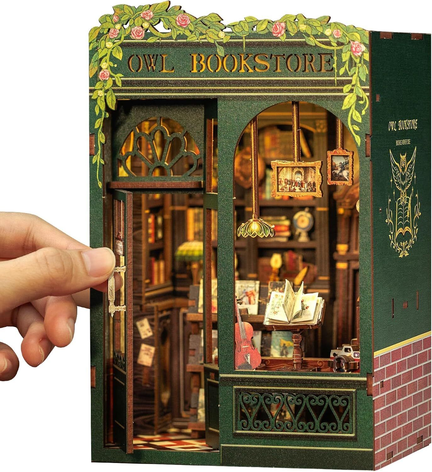 DIY Book Nook Kit with LED – 3D Wooden Bookshelf Diorama Decor