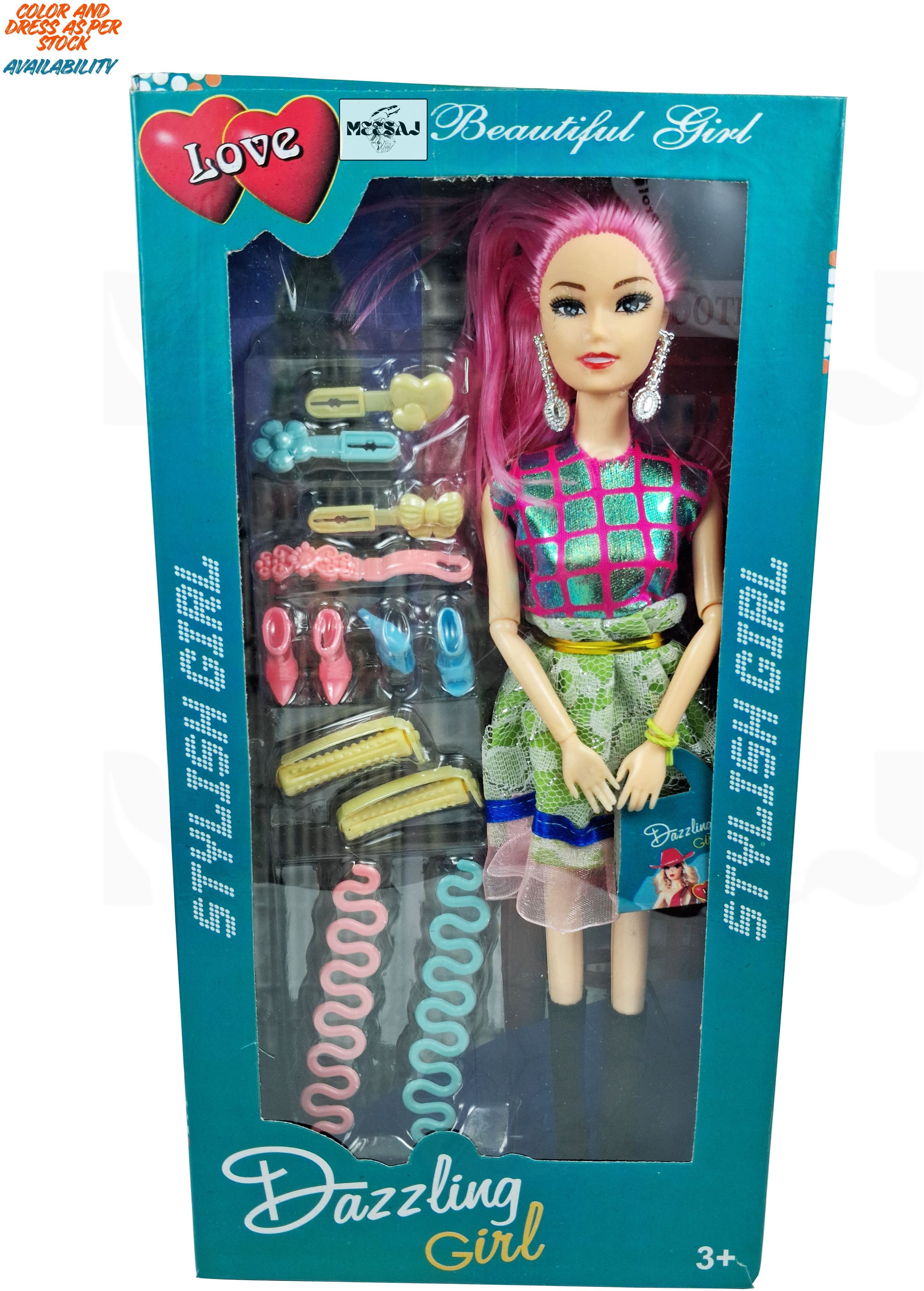 meesaj Fashion Girl Doll in Stylish Dress with Long Hair & Accessories – Girls 3+-picture-22