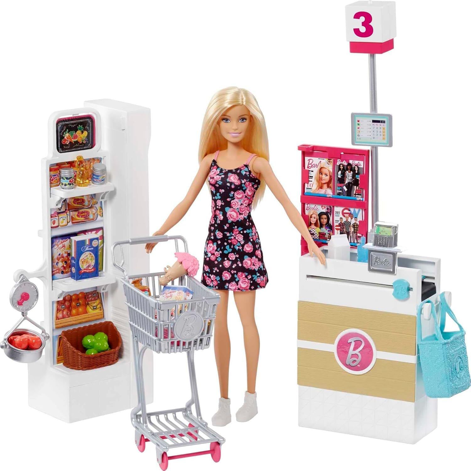 barbie Doll, Blonde, and Grocery Store with Rolling Cart-picture-12