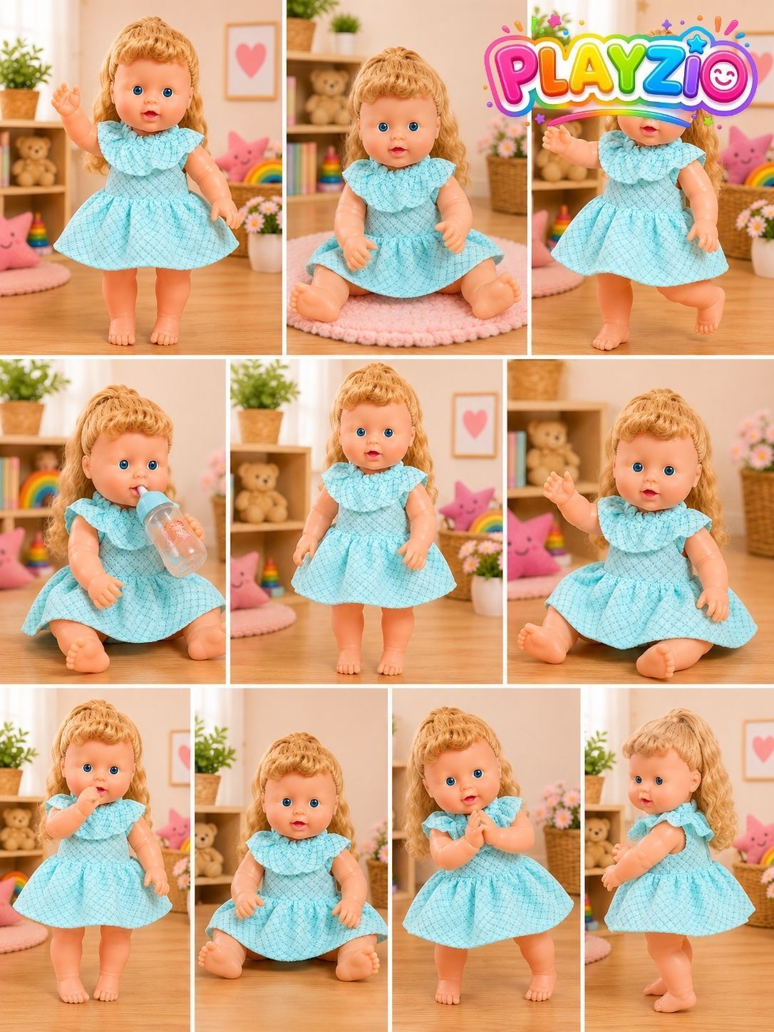 playzio Sweet Sophie Baby Doll with Hair Styling Brush & Cute Handbag Toy-picture-42